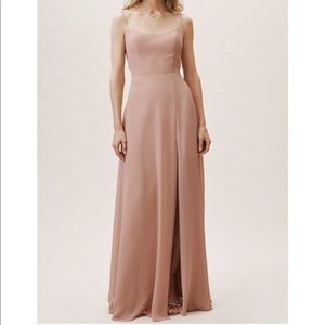 Jenny Yoo Thin Strapped Dress in Early Grey